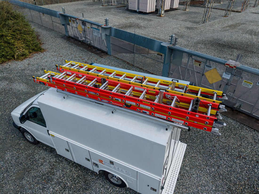 ladder racks on step van and drop down ladder racks