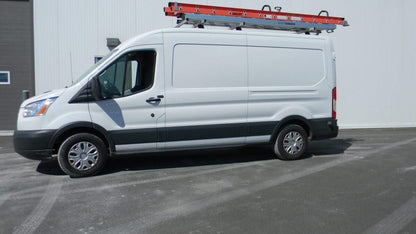 commercial fleet ford transit van with drop down ladder rack