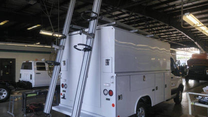 commercial fleet step van enclosed service knapheide body drop down ladder rack