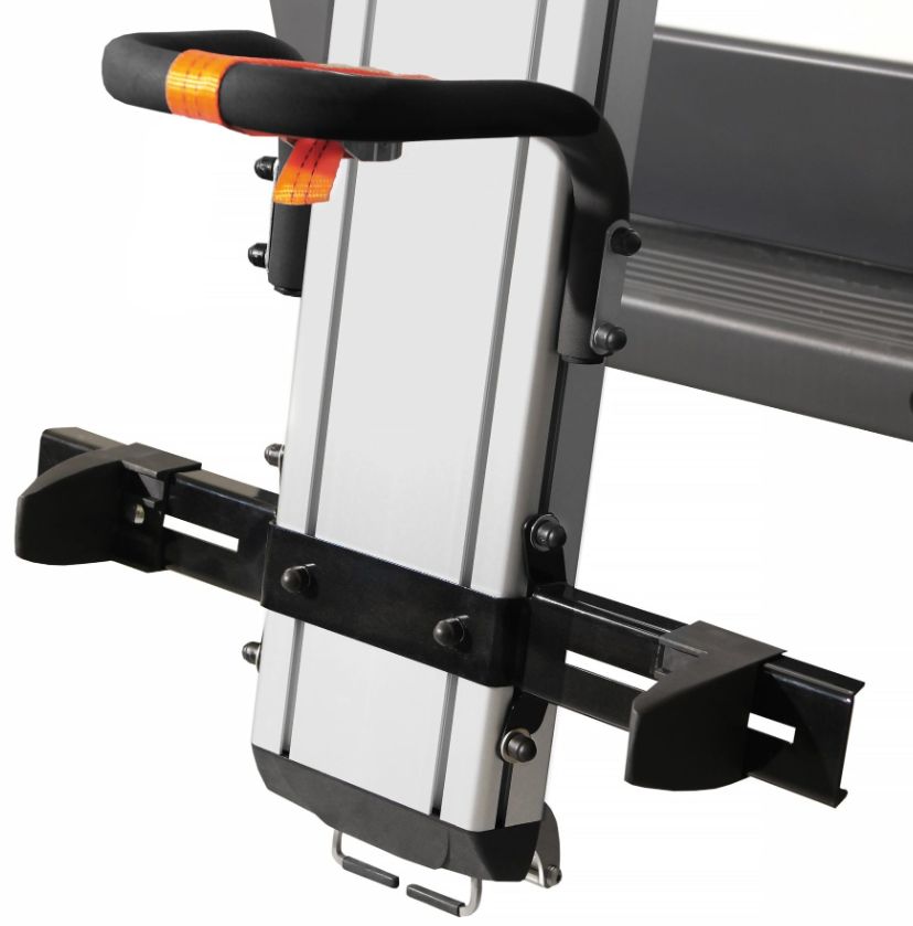 commercial white sprinter van with rear loading drop down ladder rack - close