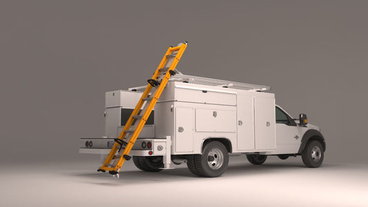 fleet commercial service body truck drop down ladder with yellow ladder