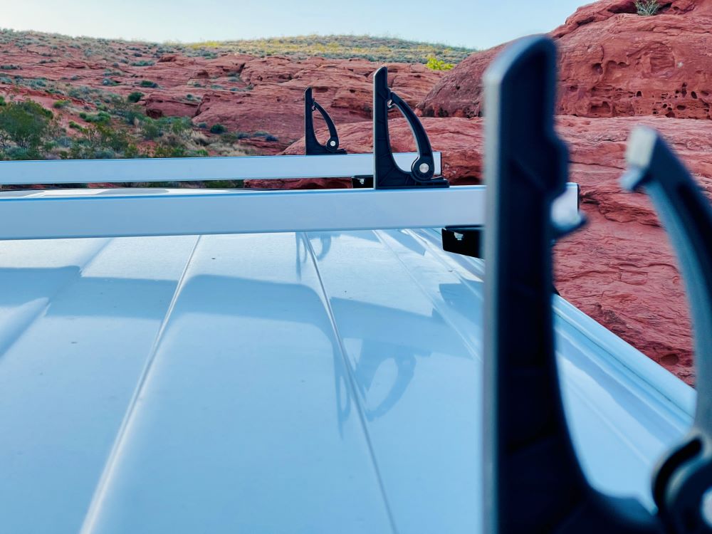 van roof rack, front