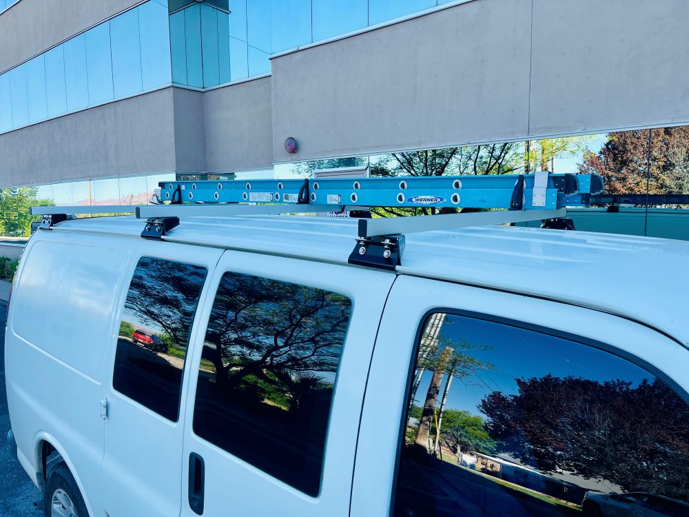 van roof rack, front
